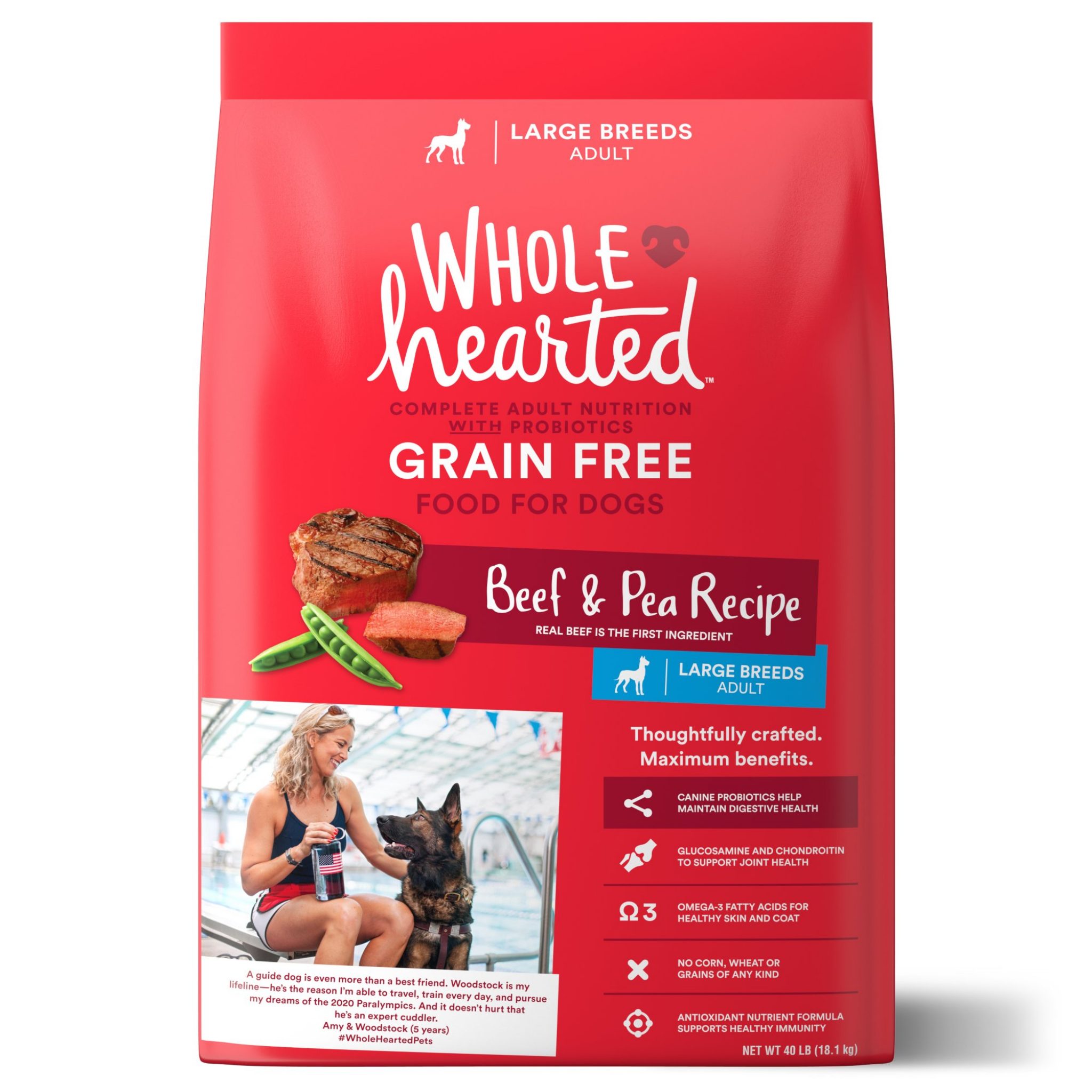 WholeHearted Grain Free Large Breed Beef and Pea Recipe Adult Dry Dog Food, 40 lbs. - Pet Food ...