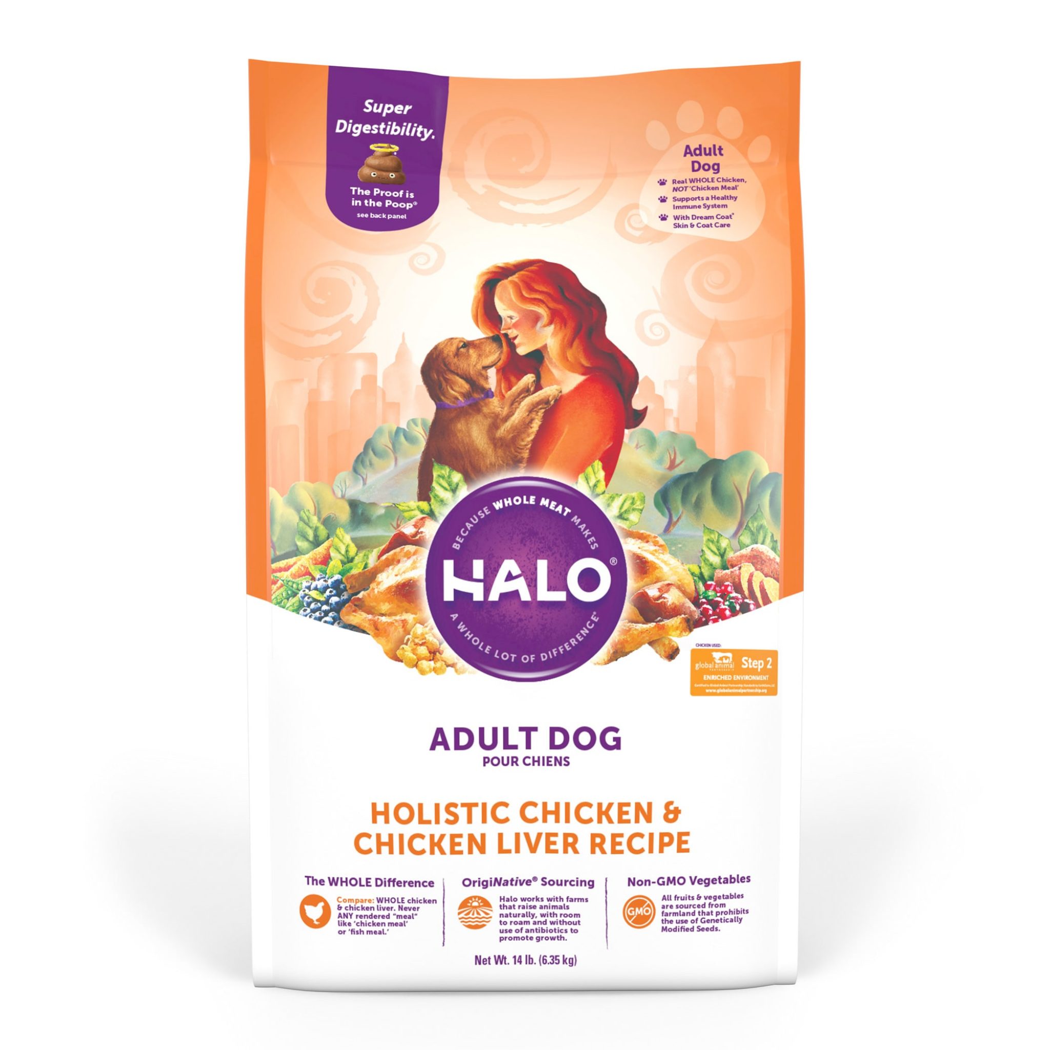 Halo Adult Holistic Chicken & Chicken Liver Dry Dog Food, 14 lbs. - Pet